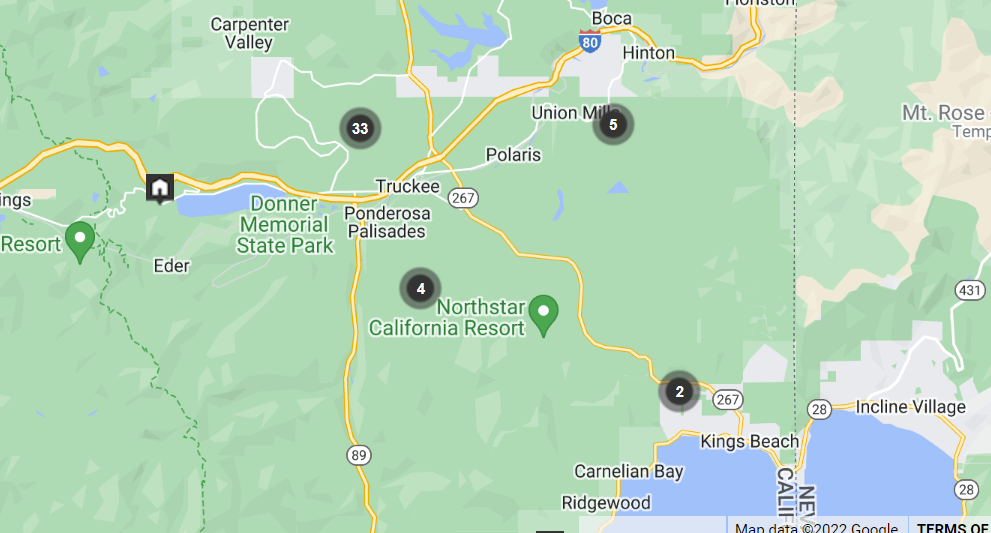 map of truckee with recent home sales